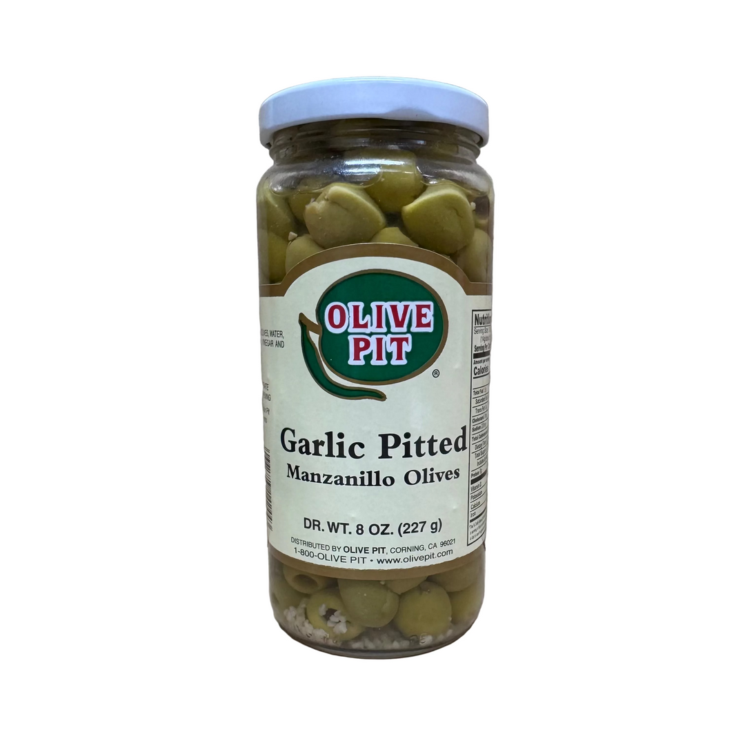 Olive Pit Garlic Pitted Olives (Manz - Small)